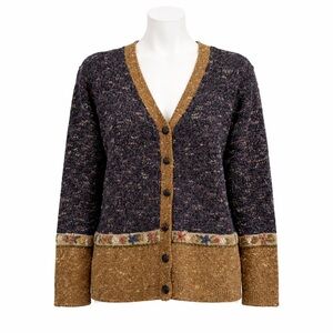 Size M Graffiti Women’s Wool Blend Floral Knit Cardigan Grandpa Grandma Cozy